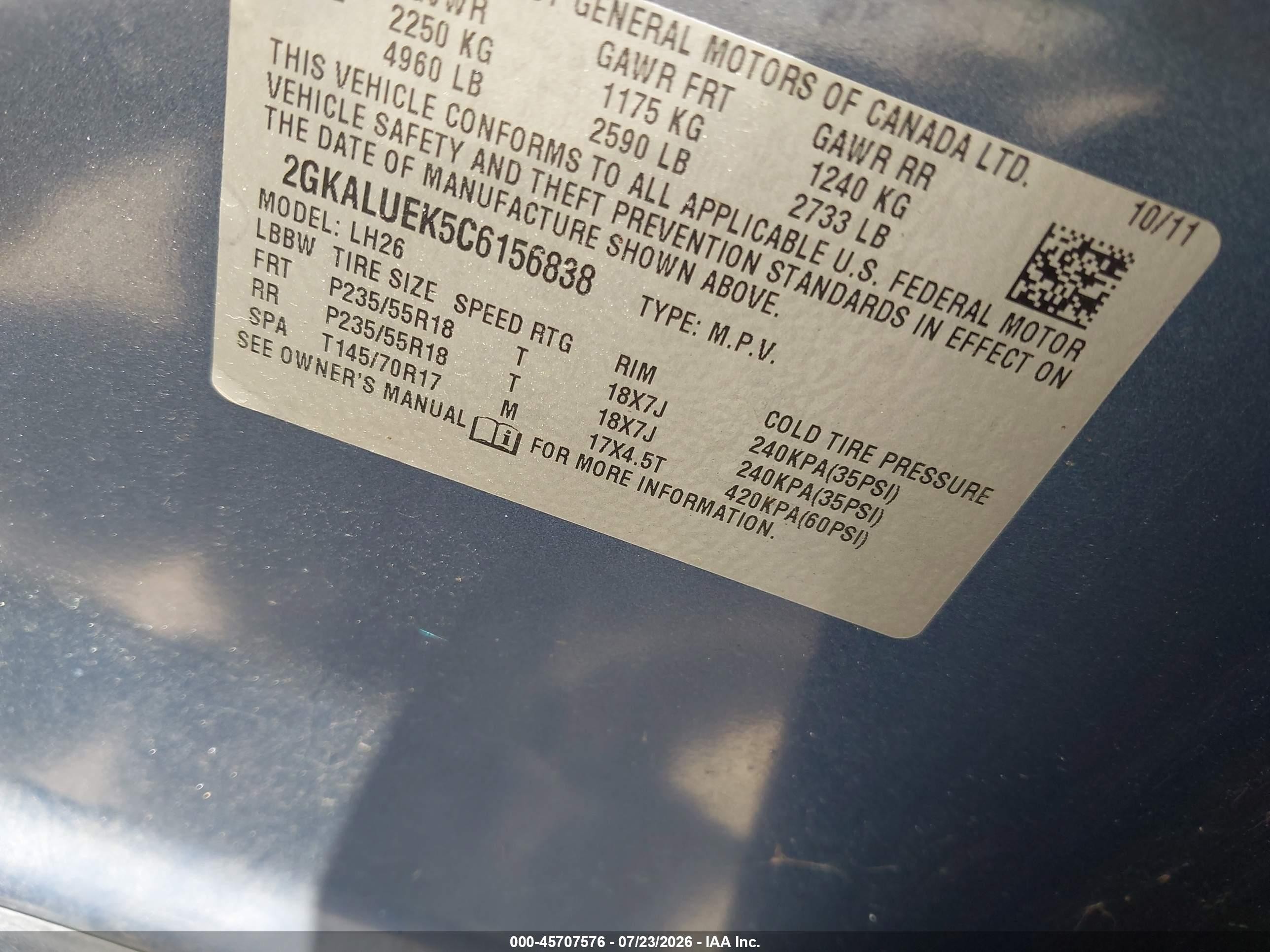 2012 Gmc Terrain Slt-1 Blue vin: 2GKALUEK5C6156838