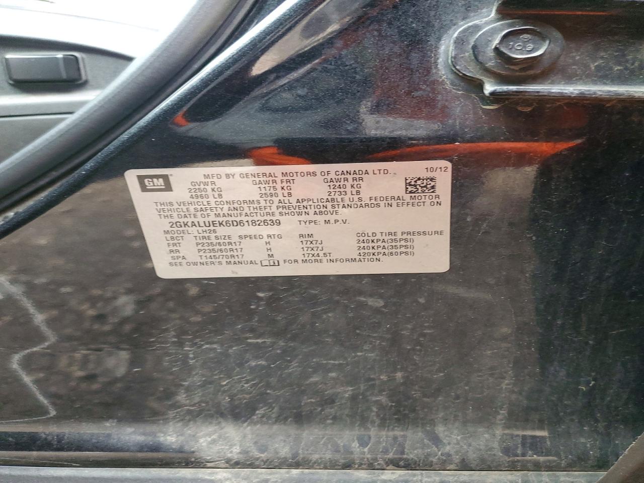 2013 Gmc Terrain Black vin: 2GKALUEK6D6182639