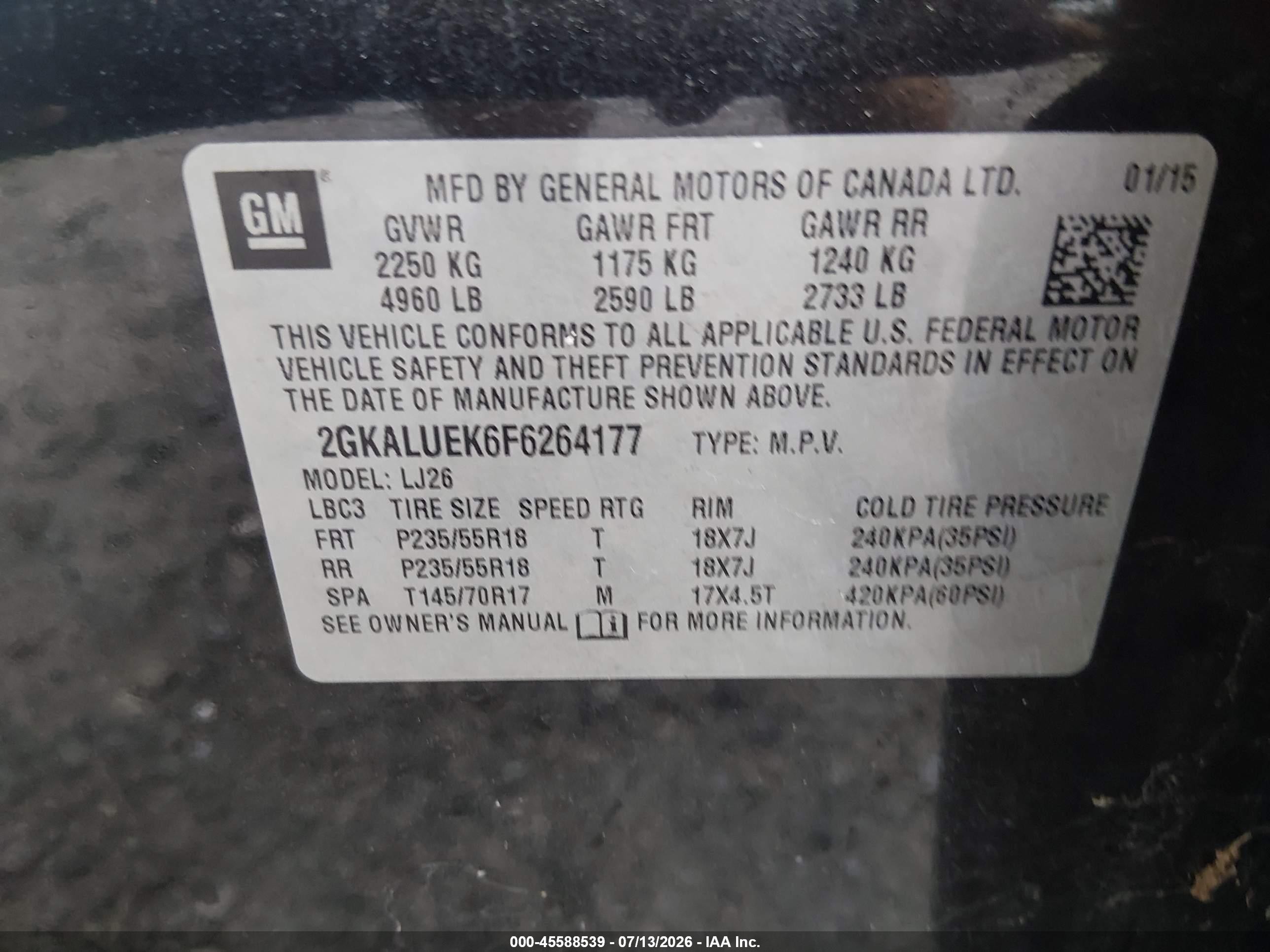 2015 Gmc Terrain Denali Black vin: 2GKALUEK6F6264177