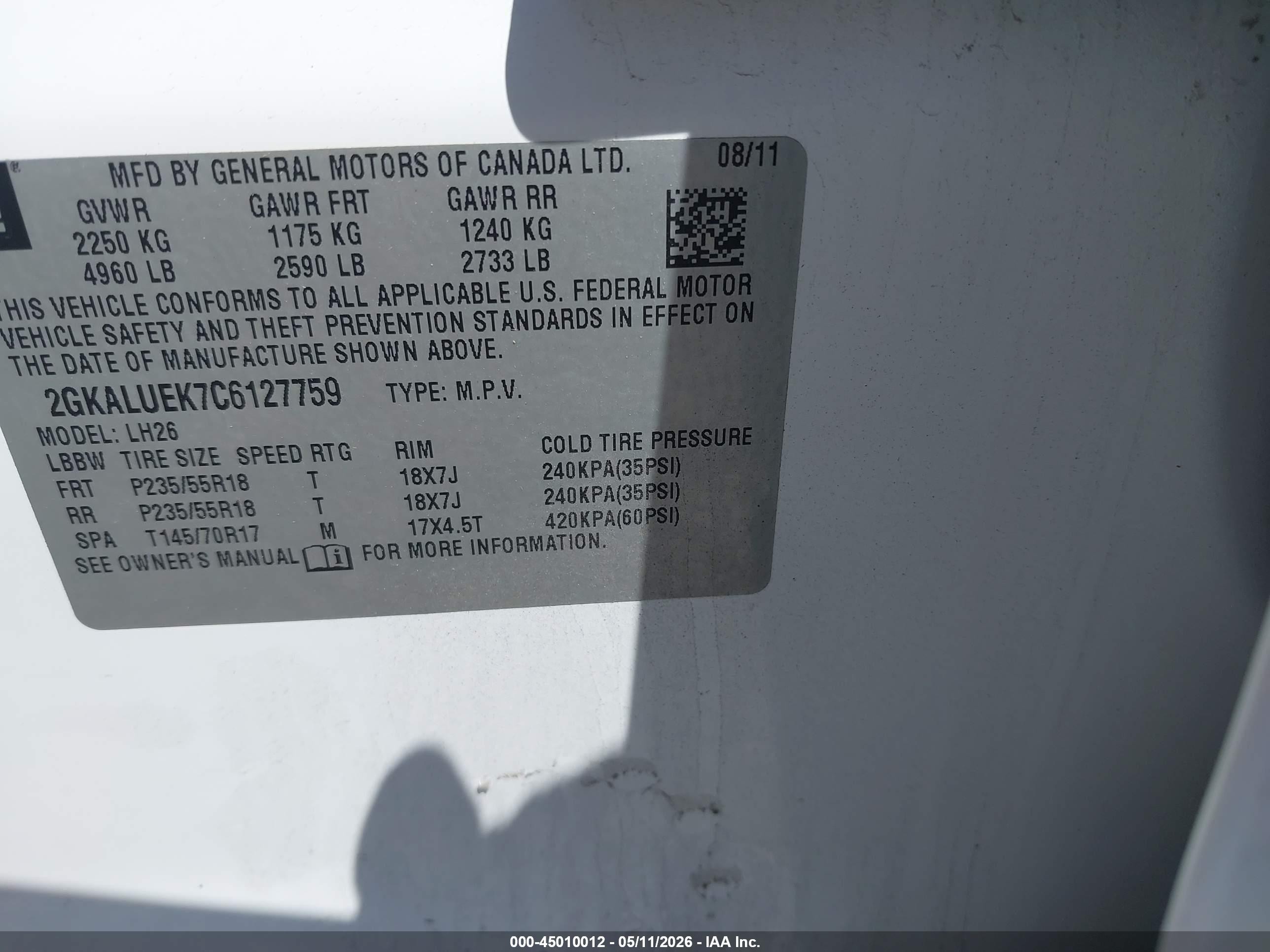 2012 Gmc Terrain Slt-1 White vin: 2GKALUEK7C6127759