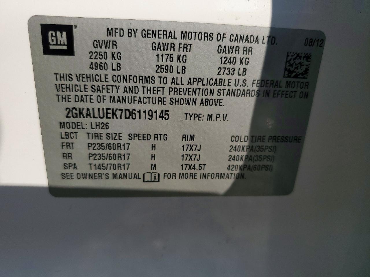 2013 Gmc Terrain Slt White vin: 2GKALUEK7D6119145