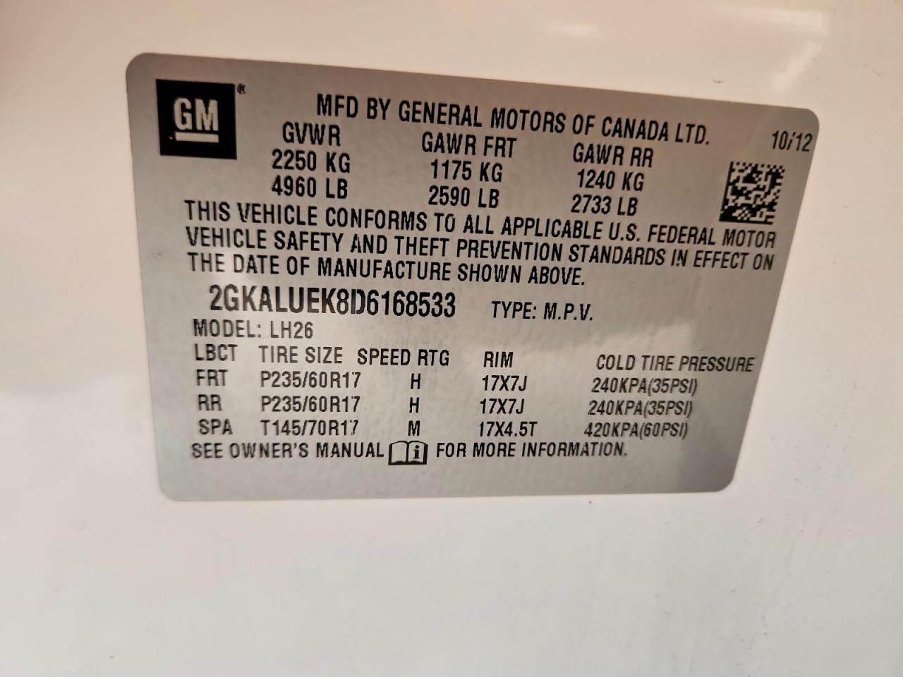 2013 Gmc Terrain Slt White vin: 2GKALUEK8D6168533