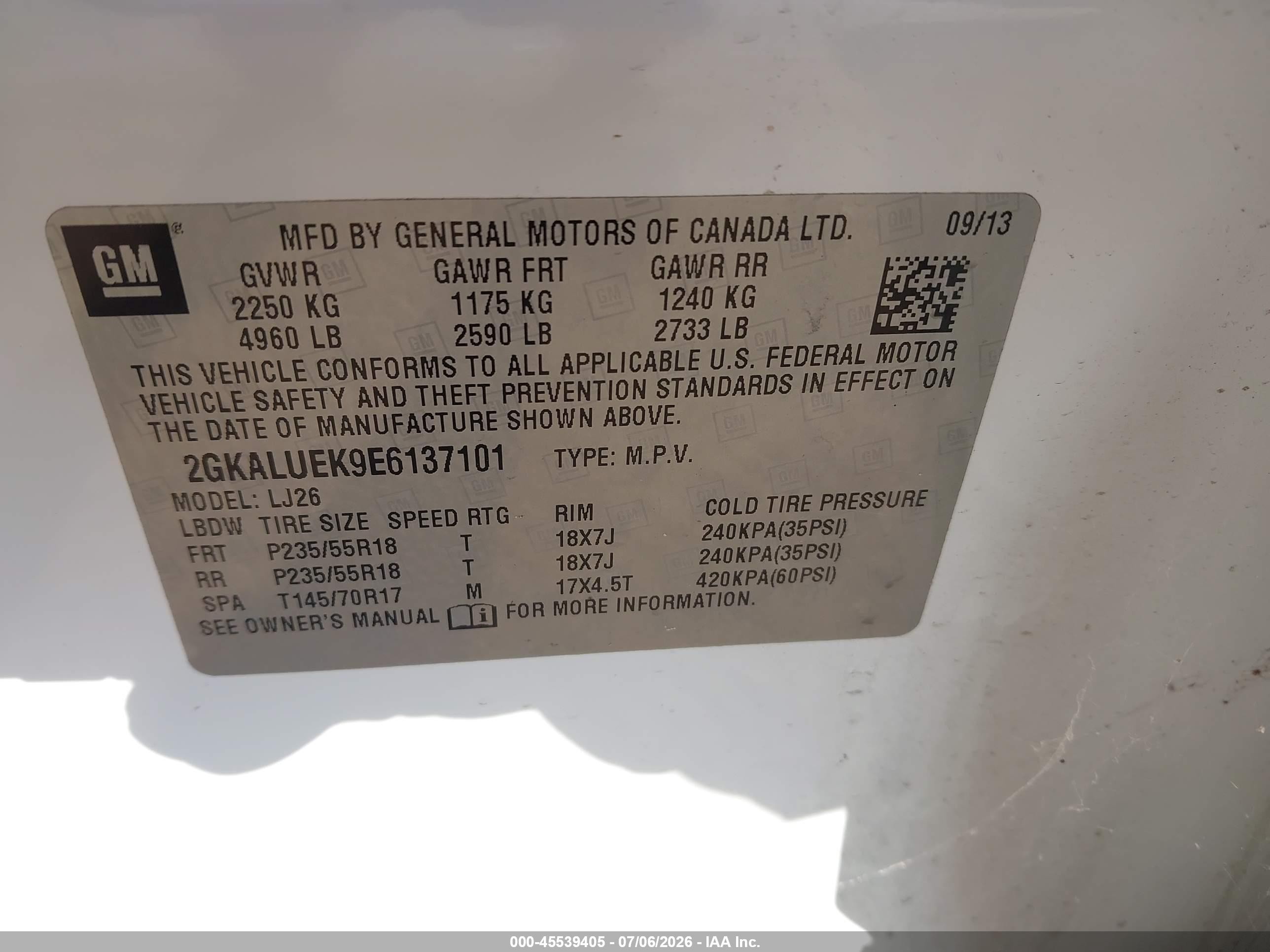 2014 Gmc Terrain Denali White vin: 2GKALUEK9E6137101