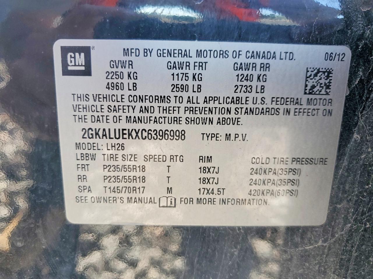 2012 Gmc Terrain Slt Black vin: 2GKALUEKXC6396998