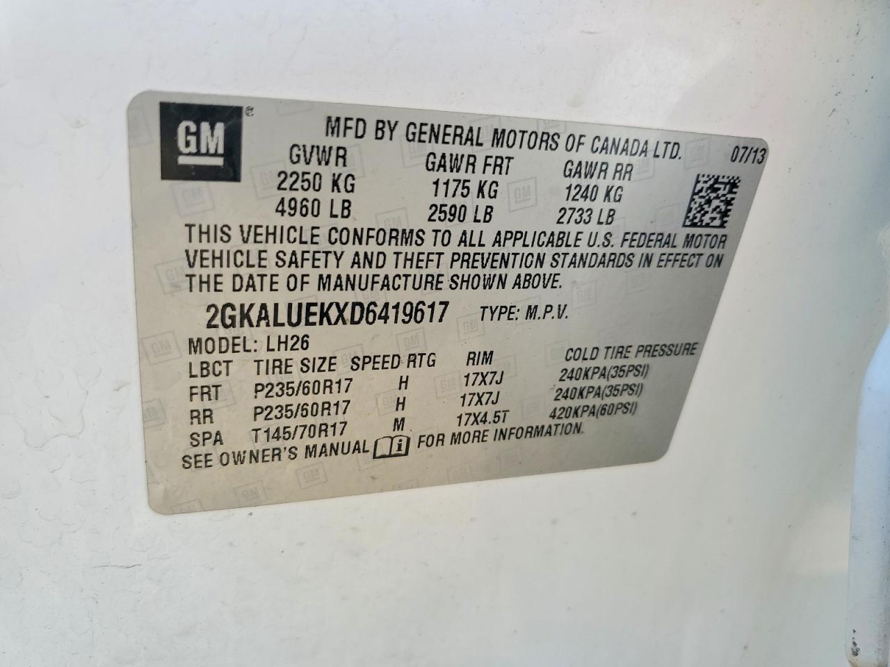 2013 Gmc Terrain Slt Белый vin: 2GKALUEKXD6419617
