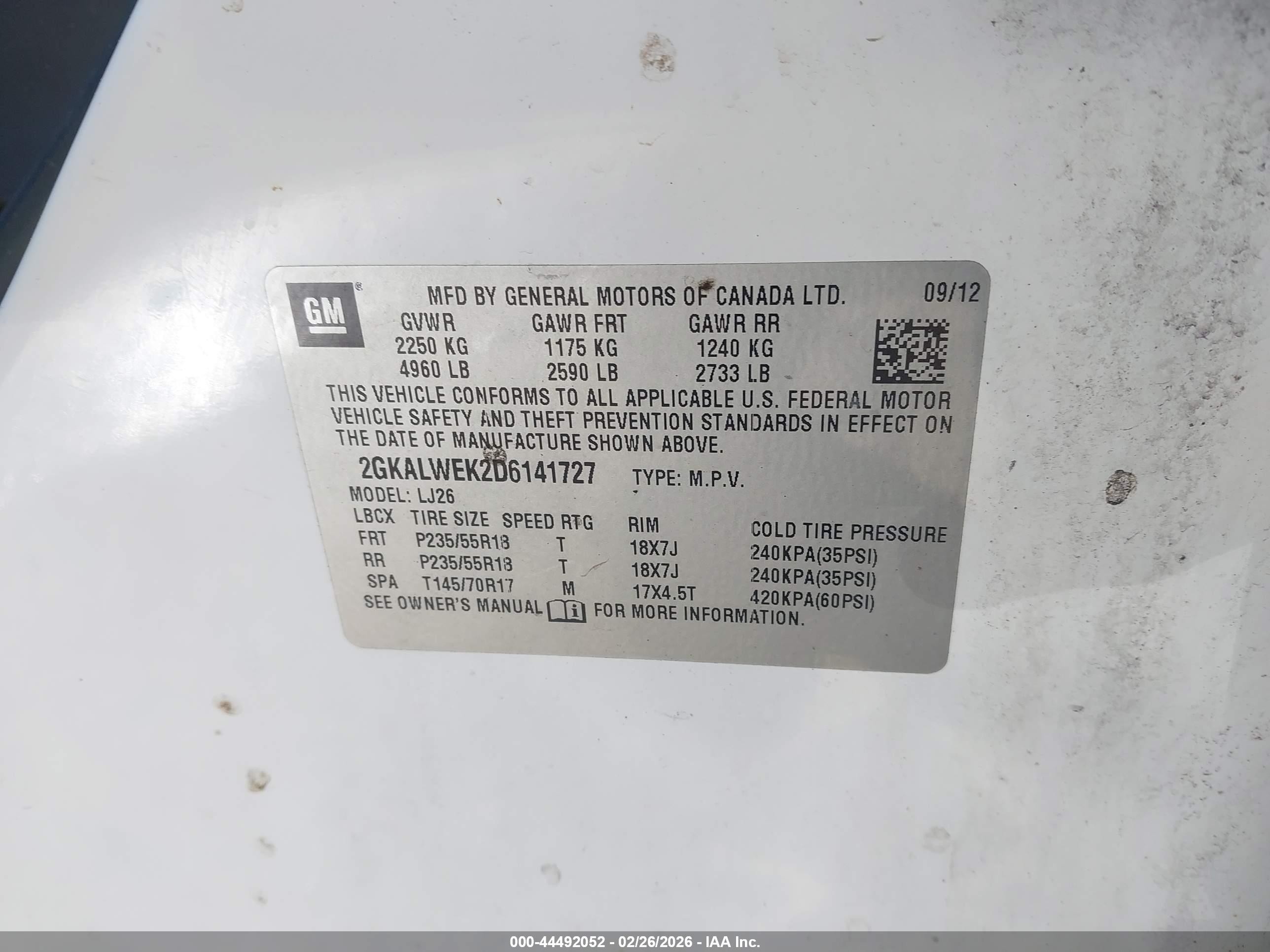 2013 Gmc Terrain Slt-2 White vin: 2GKALWEK2D6141727