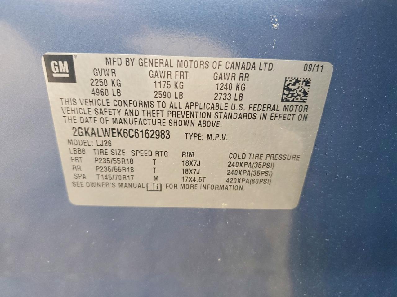 2012 Gmc Terrain Slt Blue vin: 2GKALWEK6C6162983