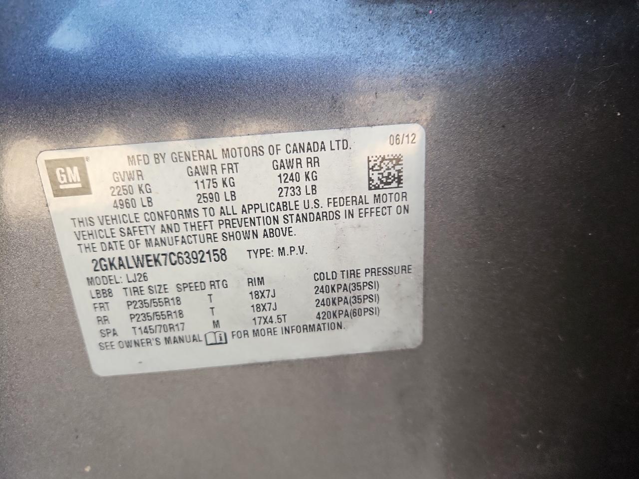 2012 Gmc Terrain Slt Tan vin: 2GKALWEK7C6392158