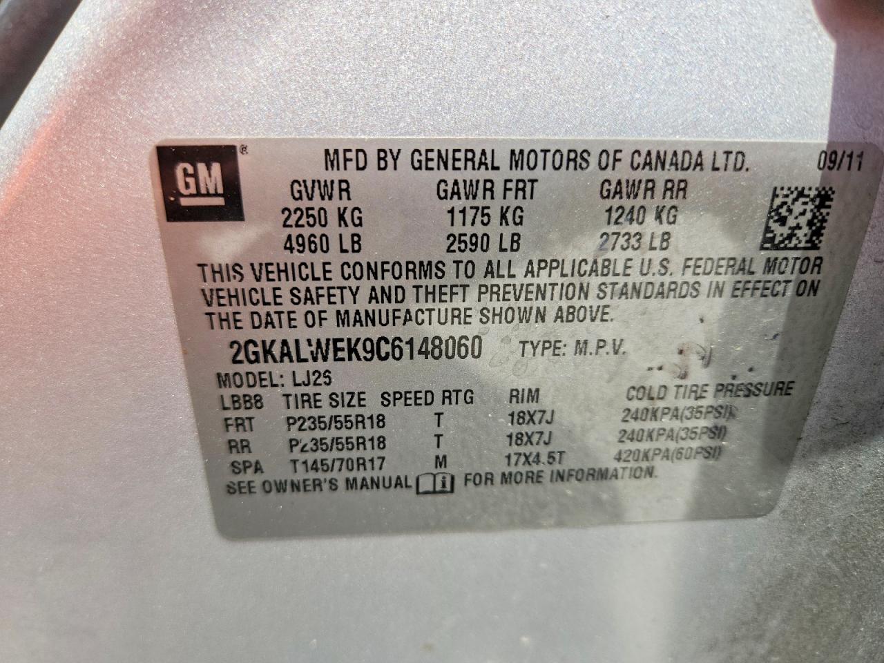 2012 Gmc Terrain Slt Silver vin: 2GKALWEK9C6148060