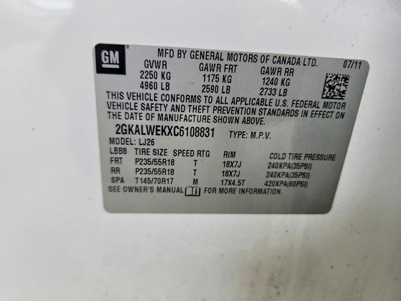 2012 Gmc Terrain Slt White vin: 2GKALWEKXC6108831