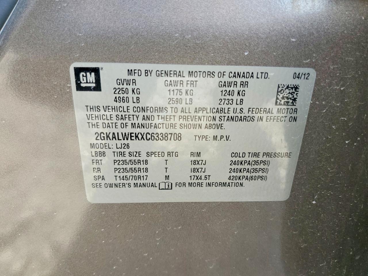 2012 Gmc Terrain Slt Gray vin: 2GKALWEKXC6338708