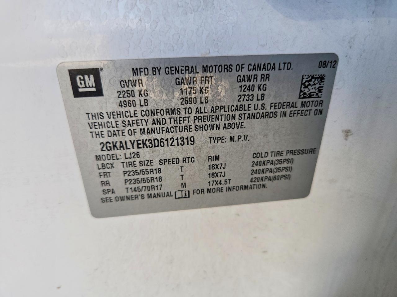 2013 Gmc Terrain Denali White vin: 2GKALYEK3D6121319