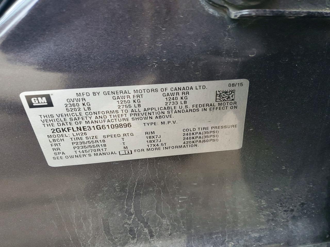 2016 Gmc Terrain Sle Черный vin: 2GKFLNE31G6109896