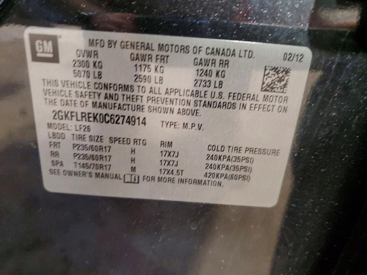 2012 Gmc Terrain Sle Черный vin: 2GKFLREK0C6274914