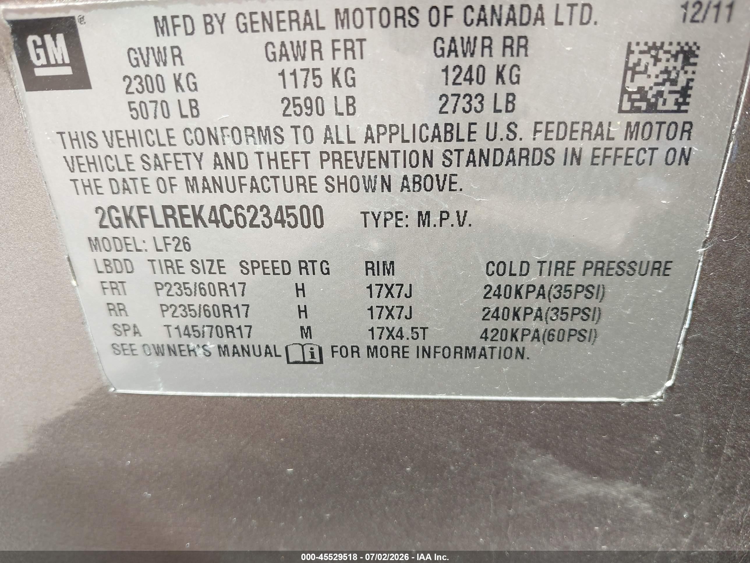 2012 Gmc Terrain Sle-1 Серый vin: 2GKFLREK4C6234500
