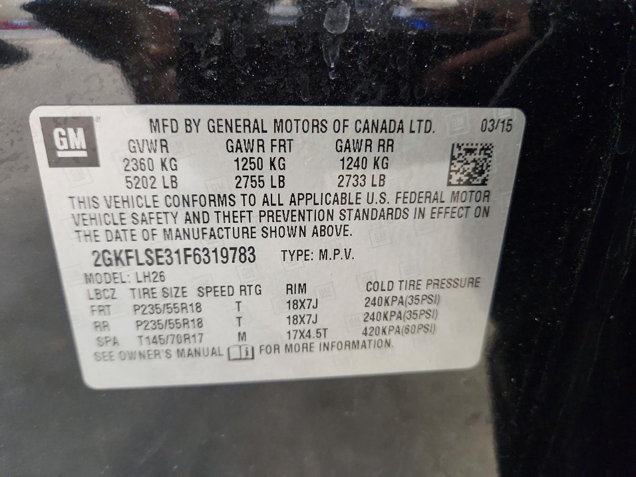 2015 Gmc Terrain Slt Black vin: 2GKFLSE31F6319783