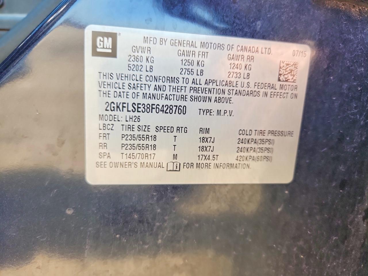 2015 Gmc Terrain Slt Blue vin: 2GKFLSE38F6428760