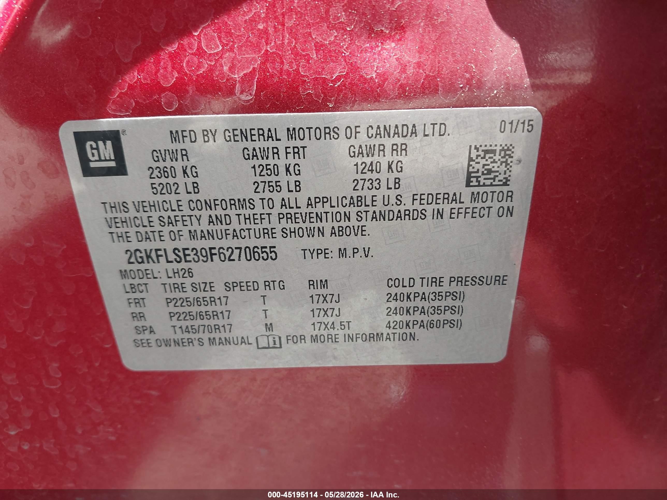 2015 Gmc Terrain Slt-1 Red vin: 2GKFLSE39F6270655