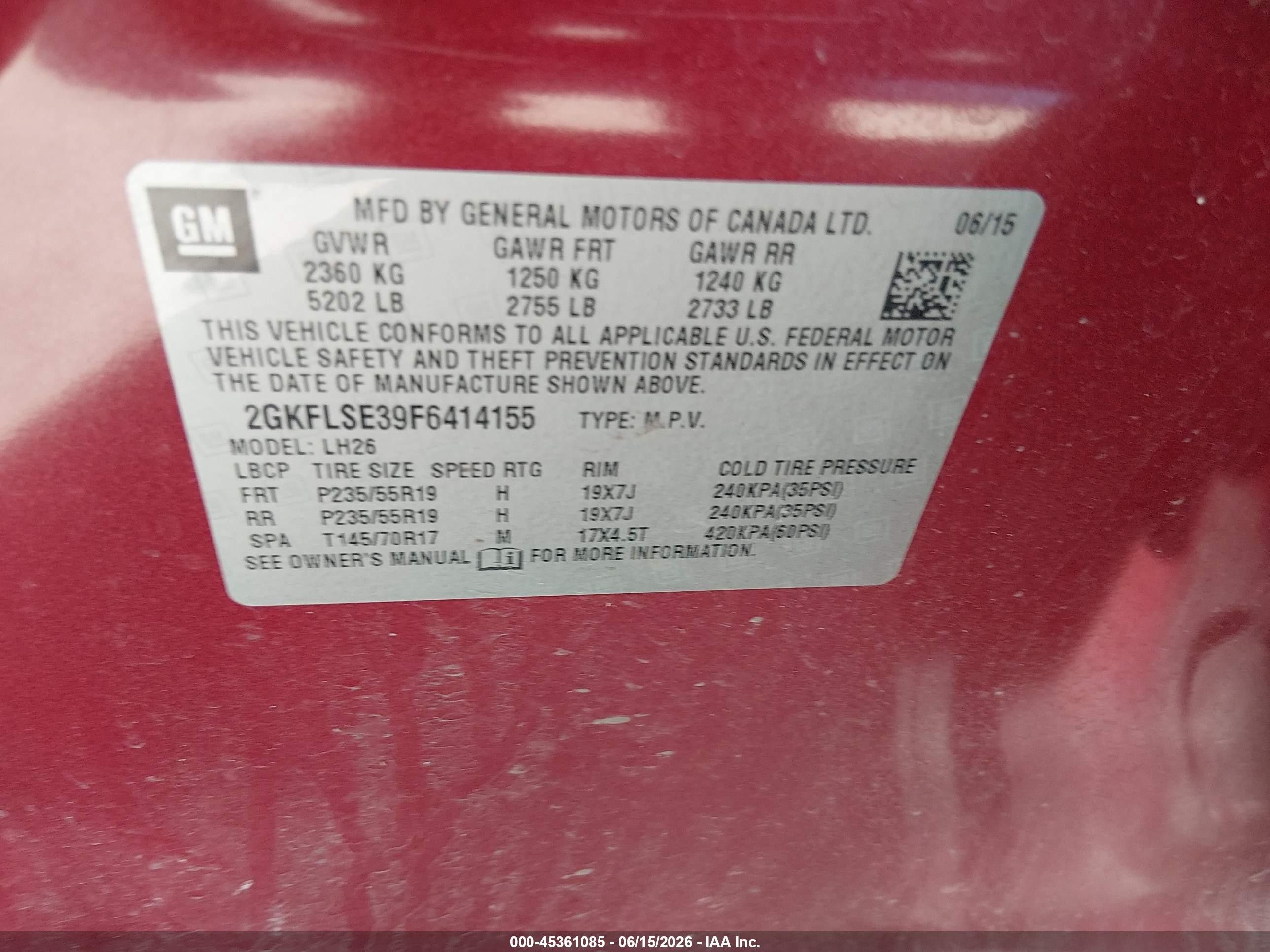 2015 Gmc Terrain Slt-1 Red vin: 2GKFLSE39F6414155