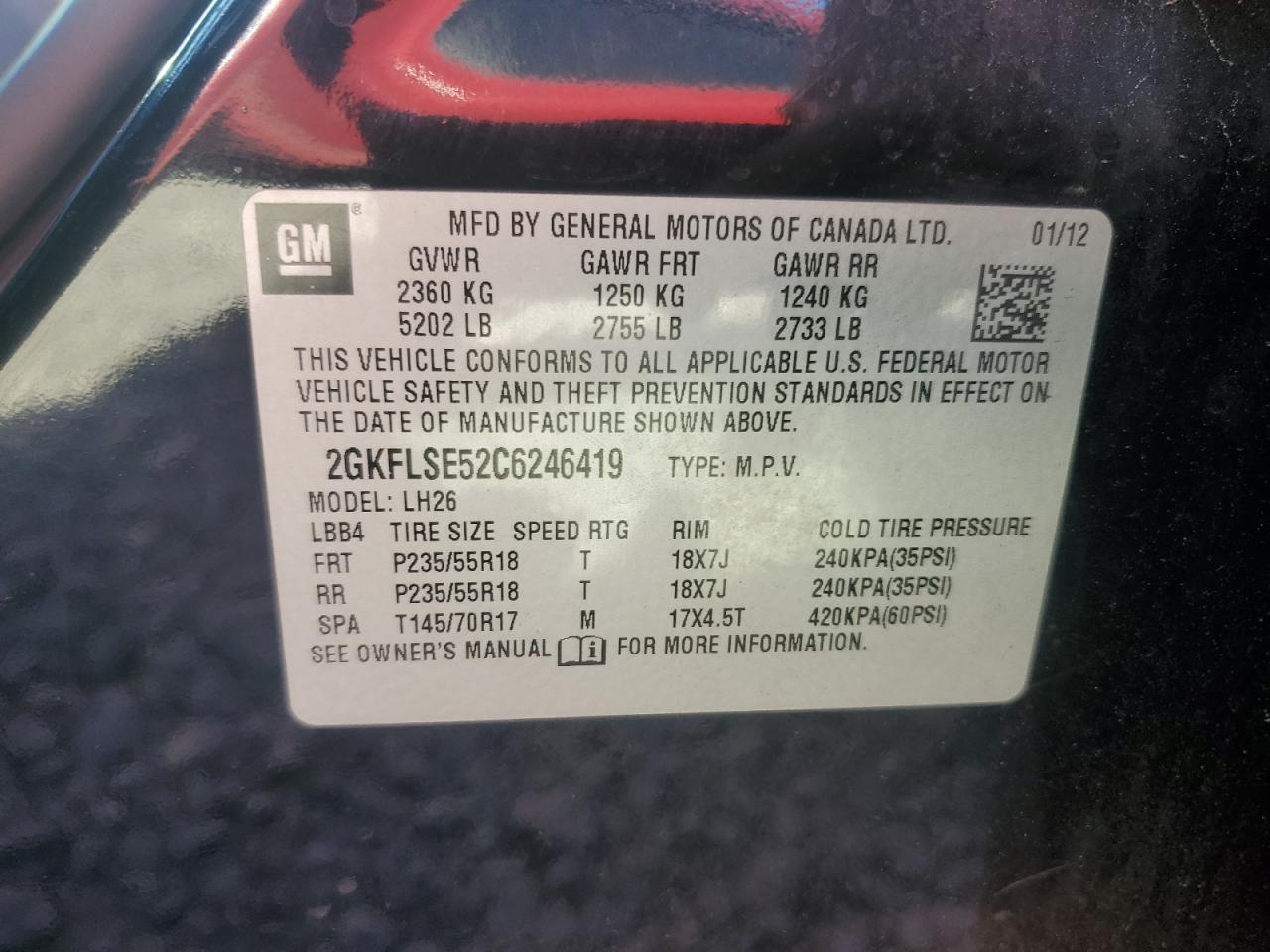 2012 Gmc Terrain Sle Черный vin: 2GKFLSE52C6246419