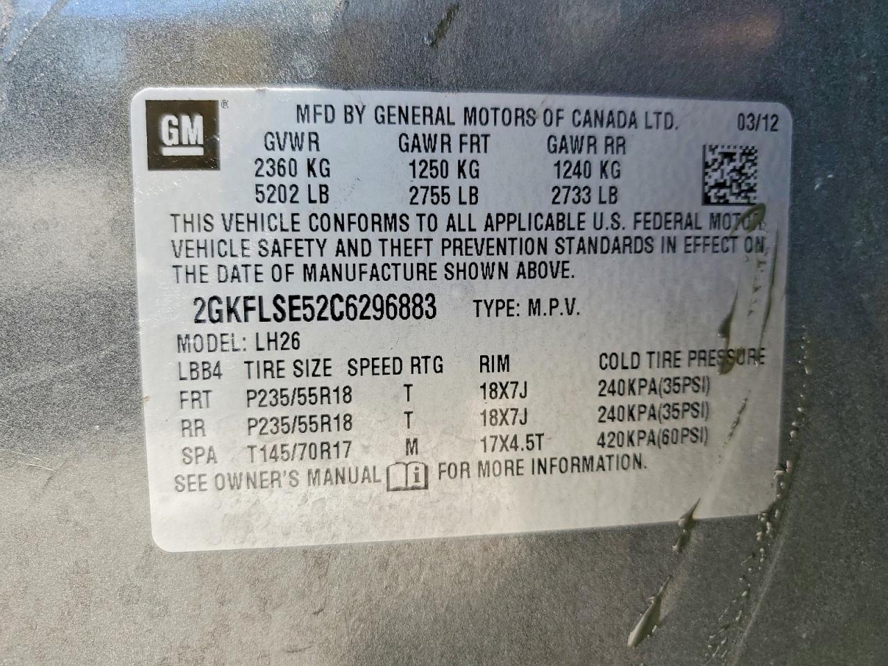 2012 Gmc Terrain Sle Gray vin: 2GKFLSE52C6296883