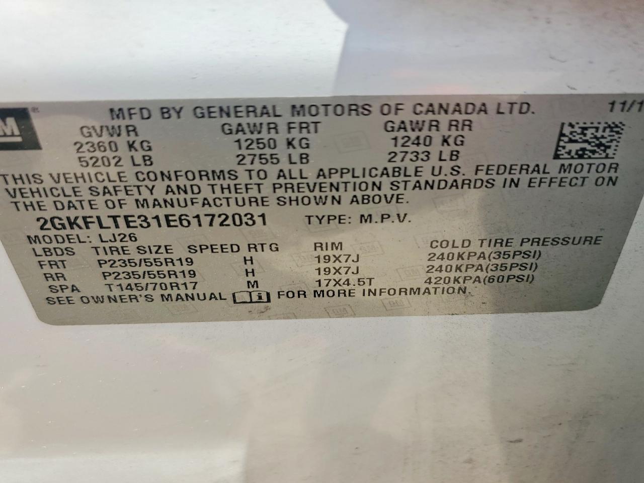 2014 Gmc Terrain Slt White vin: 2GKFLTE31E6172031