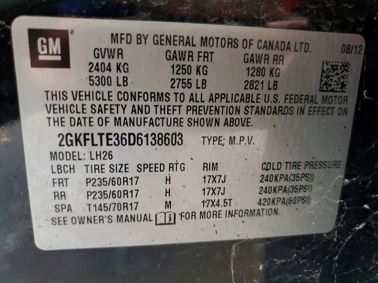 2013 Gmc Terrain Sle Black vin: 2GKFLTE36D6138603