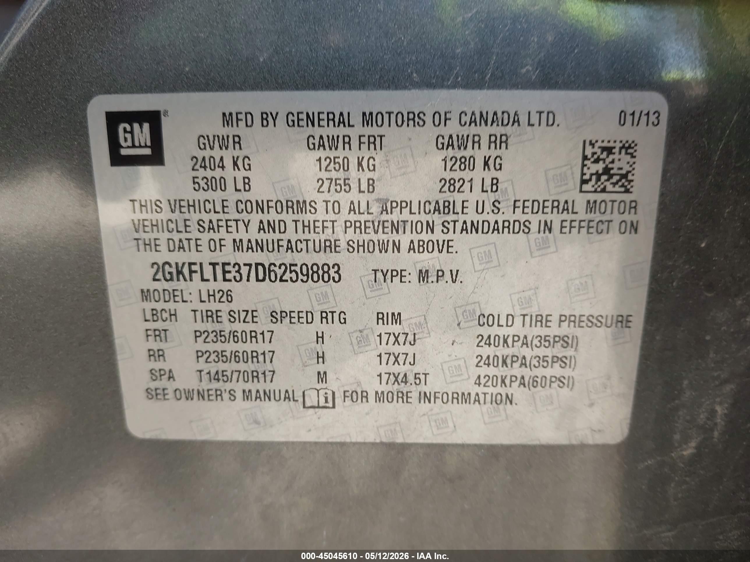 2013 Gmc Terrain Sle-2 Серый vin: 2GKFLTE37D6259883