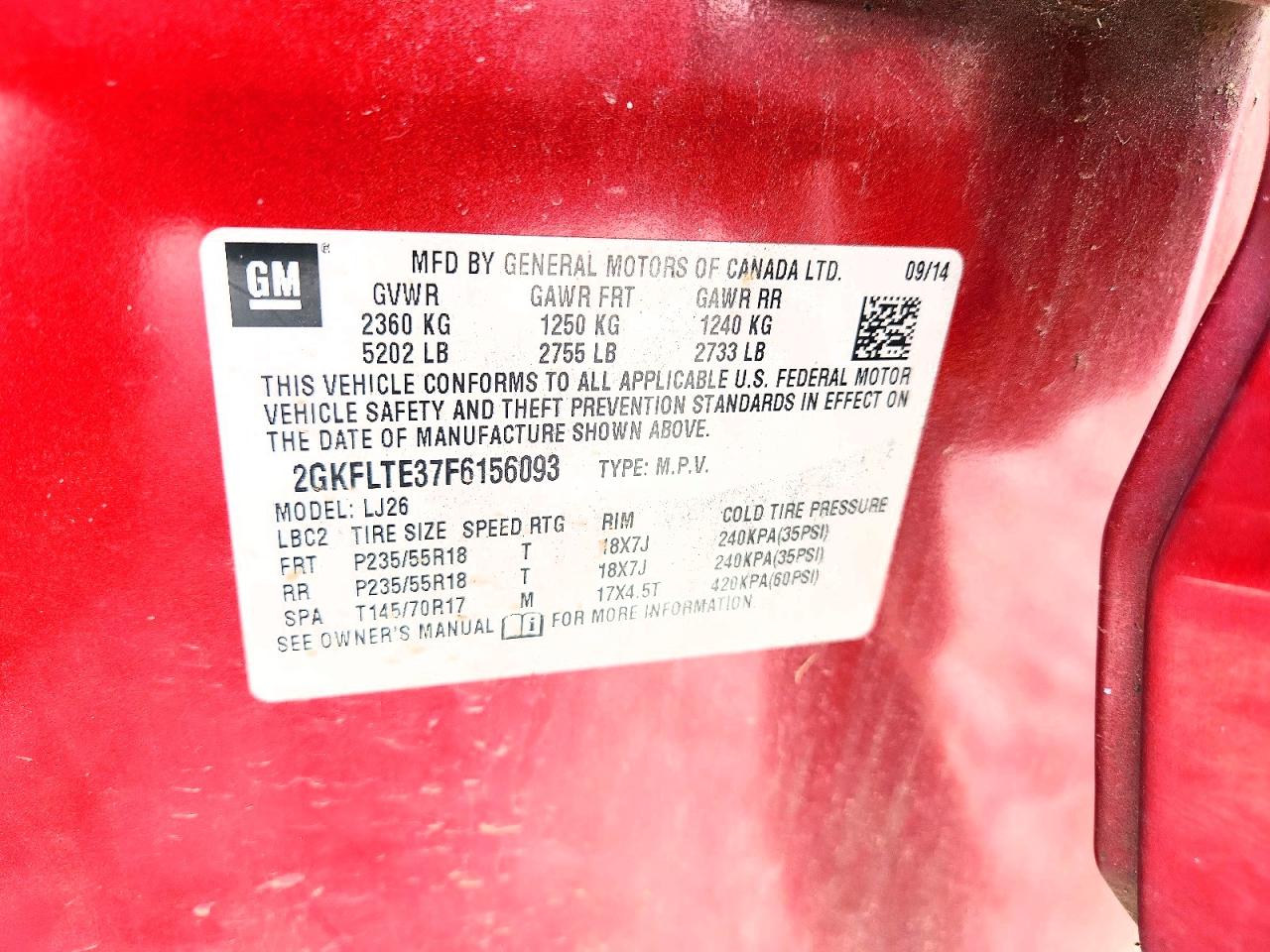 2015 Gmc Terrain Slt Red vin: 2GKFLTE37F6156093