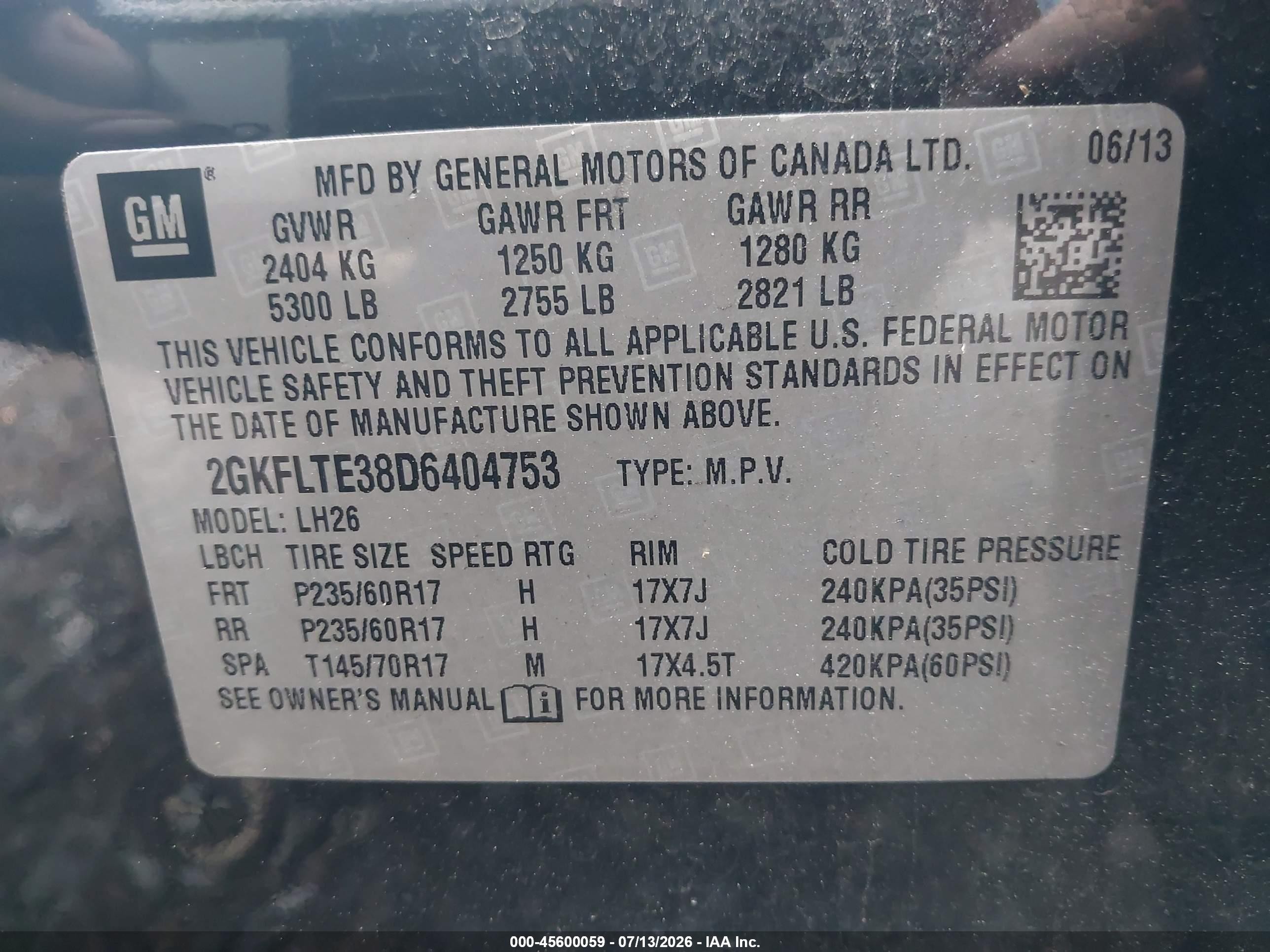 2013 Gmc Terrain Sle-2 Black vin: 2GKFLTE38D6404753