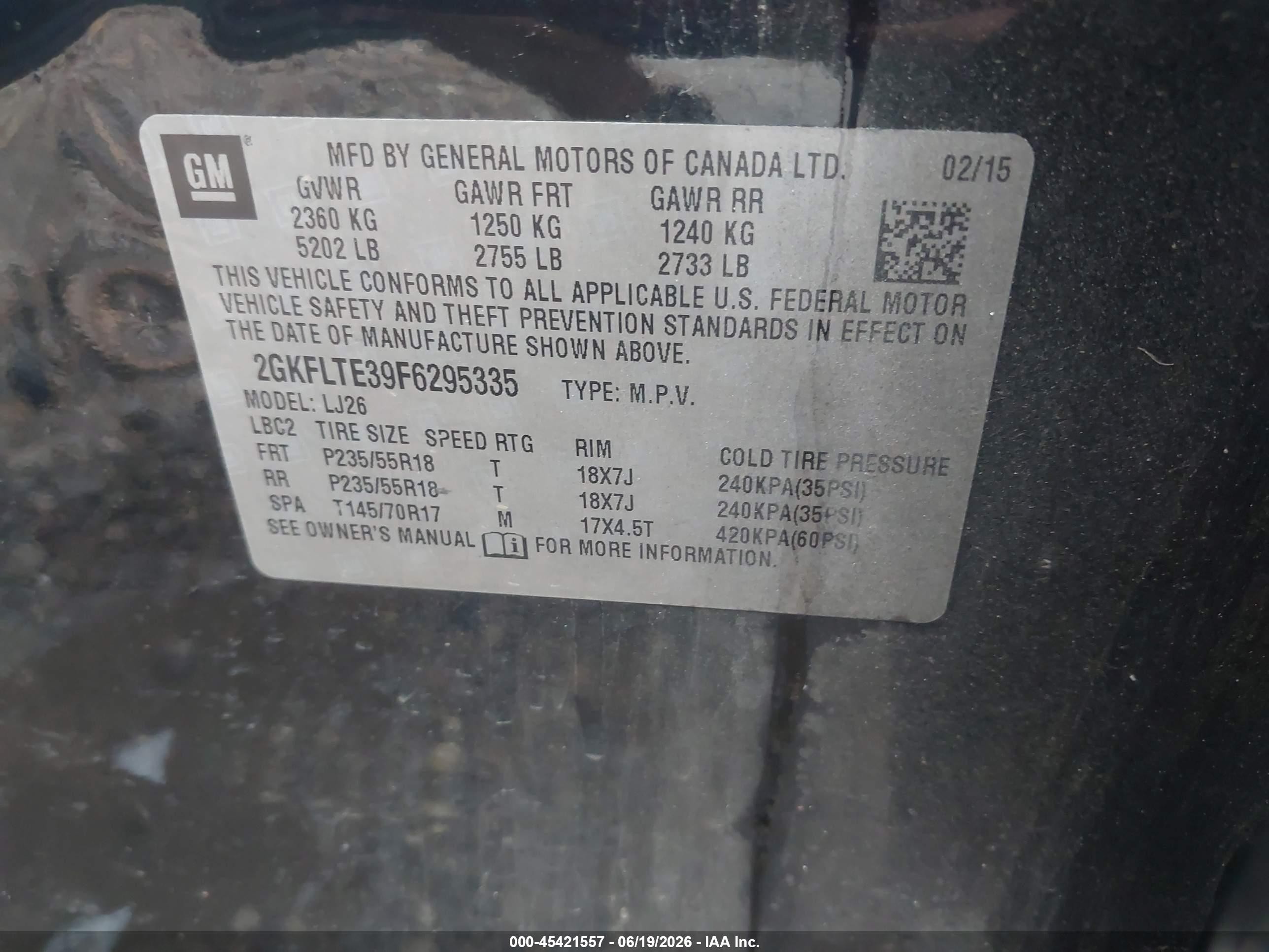 2015 Gmc Terrain Slt-2 Черный vin: 2GKFLTE39F6295335