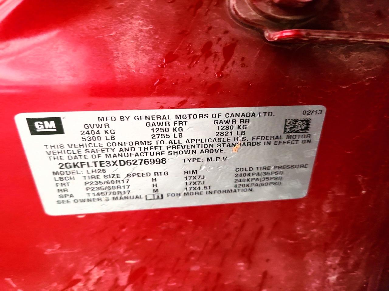 2013 Gmc Terrain Sle Темно-бордовый vin: 2GKFLTE3XD6276998