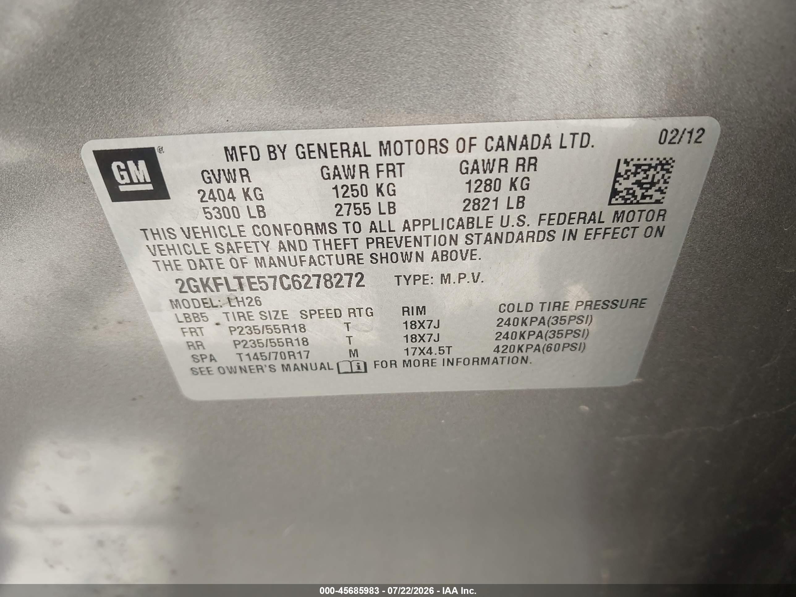2012 Gmc Terrain Sle-2 Gray vin: 2GKFLTE57C6278272