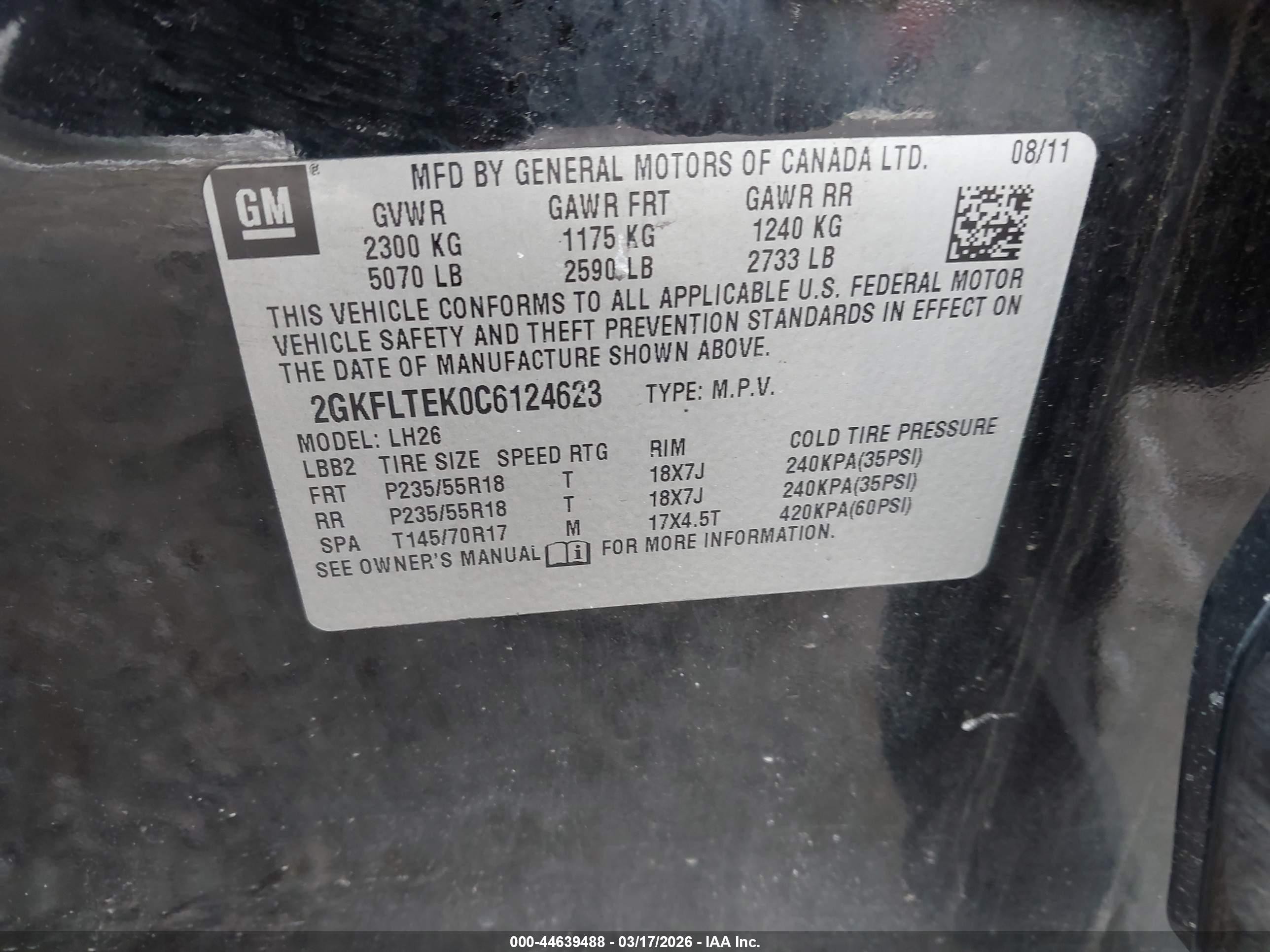 2012 Gmc Terrain Sle-2 Blue vin: 2GKFLTEK0C6124623