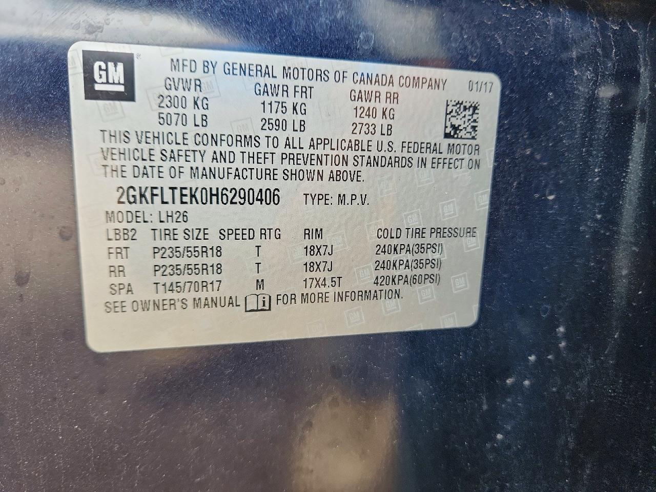 2017 Gmc Terrain Sle Blue vin: 2GKFLTEK0H6290406