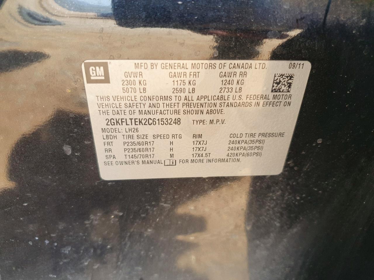 2012 Gmc Terrain Sle Black vin: 2GKFLTEK2C6153248