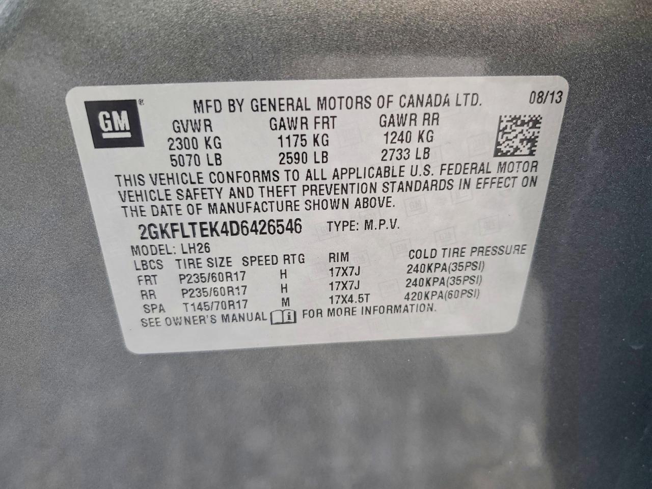 2013 Gmc Terrain Sle Gray vin: 2GKFLTEK4D6426546