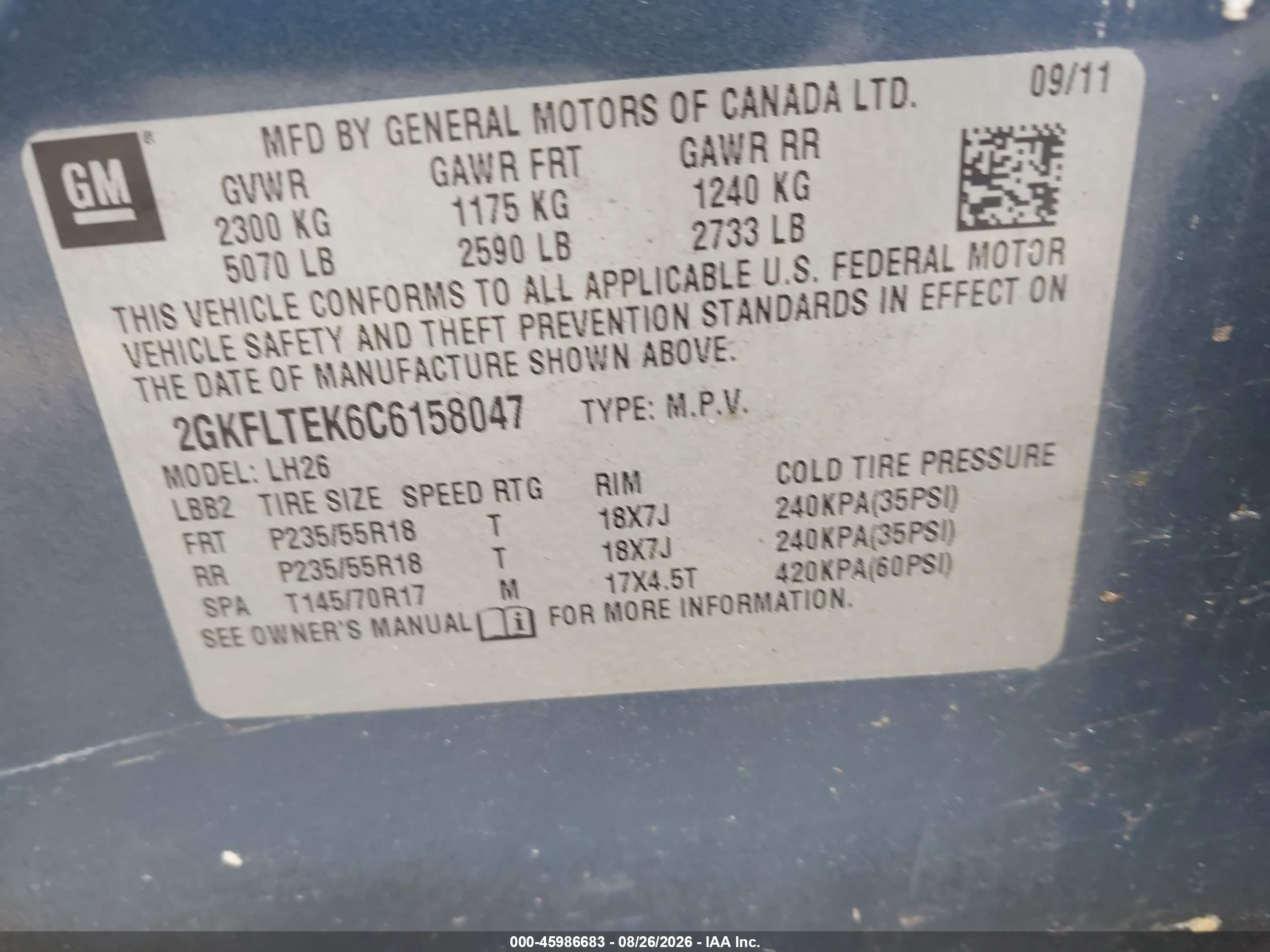 2012 Gmc Terrain Sle-2 Blue vin: 2GKFLTEK6C6158047