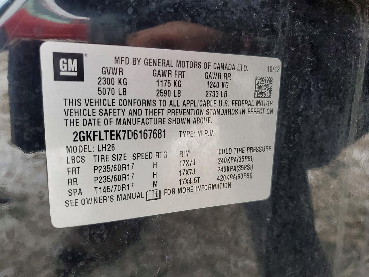 2013 Gmc Terrain Sle Black vin: 2GKFLTEK7D6167681