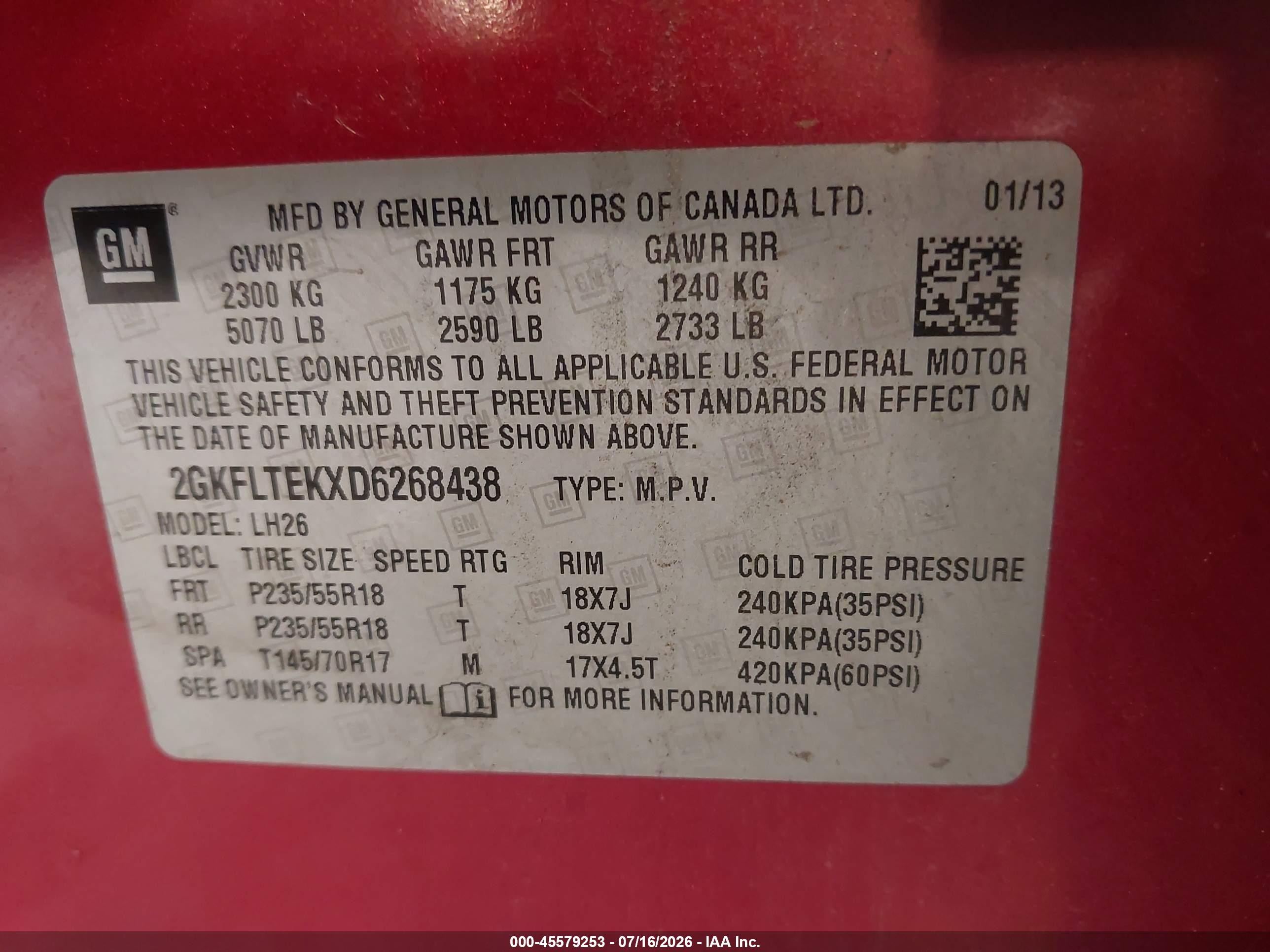 2013 Gmc Terrain Sle-2 Red vin: 2GKFLTEKXD6268438