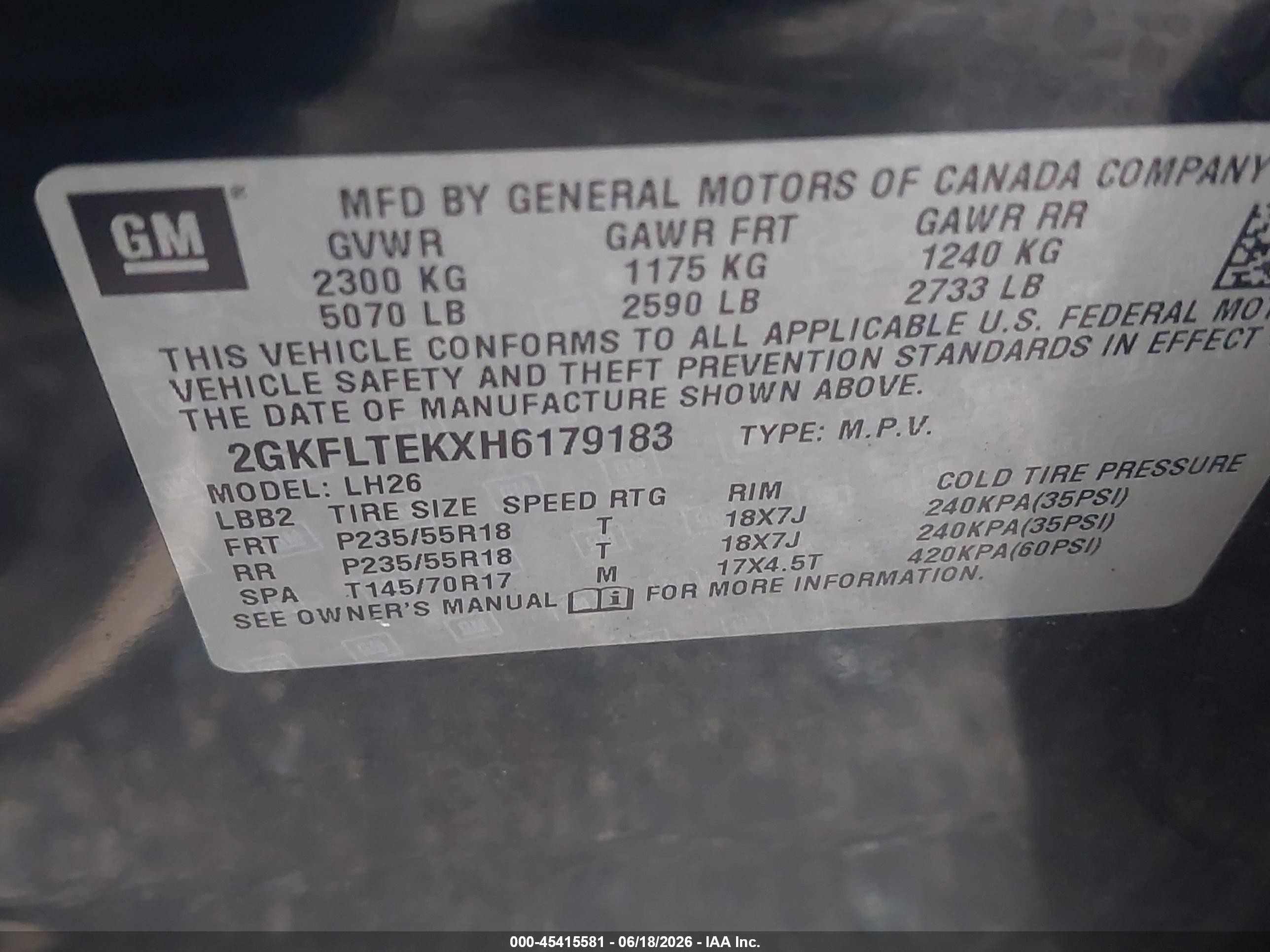 2017 Gmc Terrain Sle-2 Black vin: 2GKFLTEKXH6179183