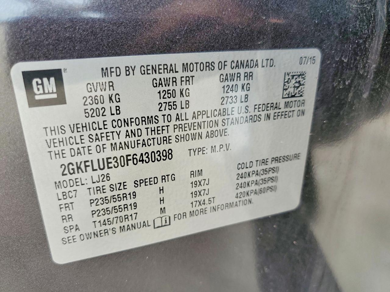 2015 Gmc Terrain Denali Black vin: 2GKFLUE30F6430398
