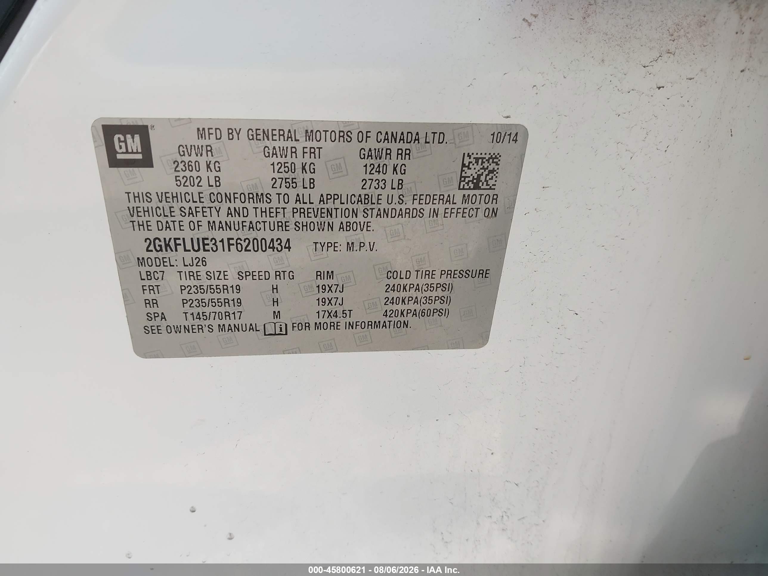 2015 Gmc Terrain Denali White vin: 2GKFLUE31F6200434