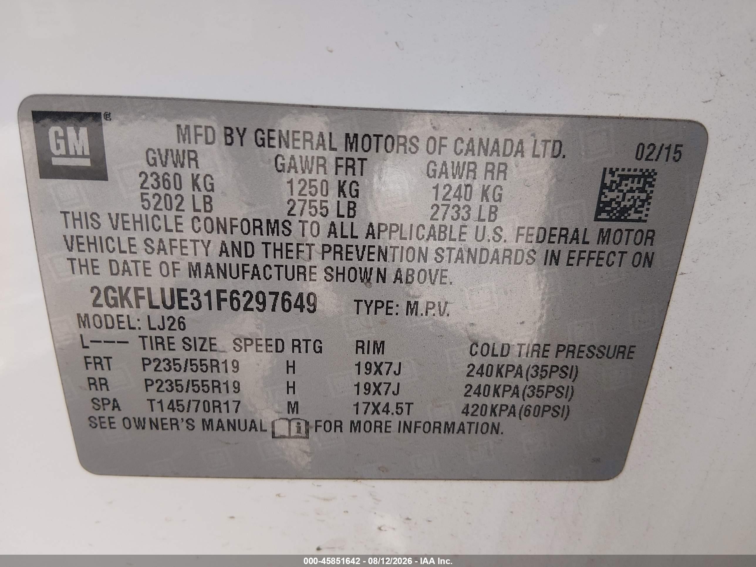 2015 Gmc Terrain Denali White vin: 2GKFLUE31F6297649