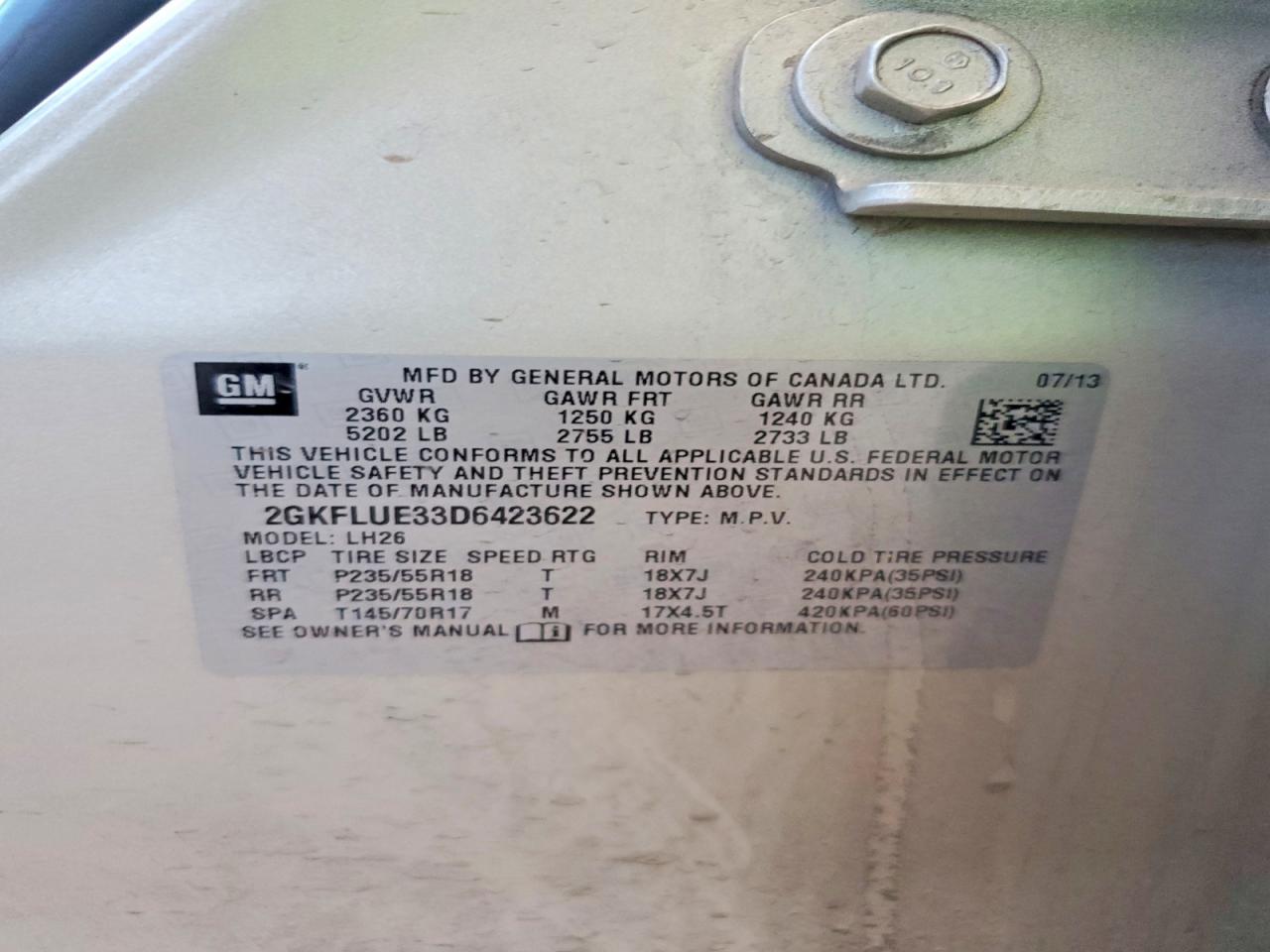 2013 Gmc Terrain Slt Cream vin: 2GKFLUE33D6423622