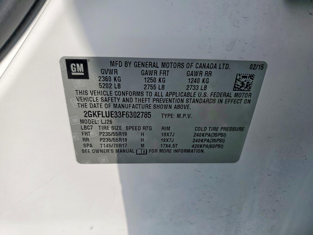 2015 Gmc Terrain Denali White vin: 2GKFLUE33F6302785