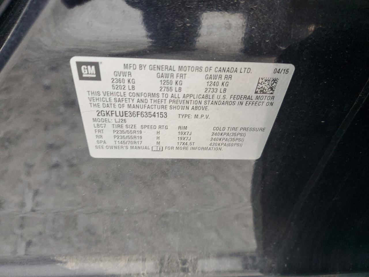 2015 Gmc Terrain Denali Black vin: 2GKFLUE36F6354153