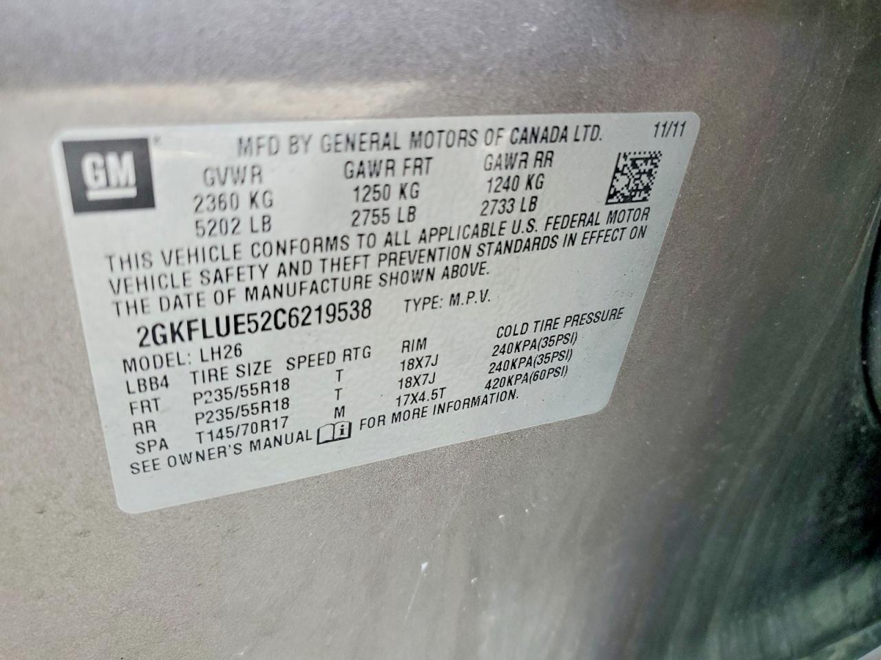 2012 Gmc Terrain Slt Gray vin: 2GKFLUE52C6219538