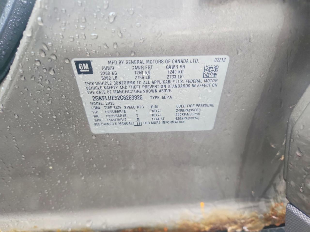2012 Gmc Terrain Slt Gray vin: 2GKFLUE52C6269825