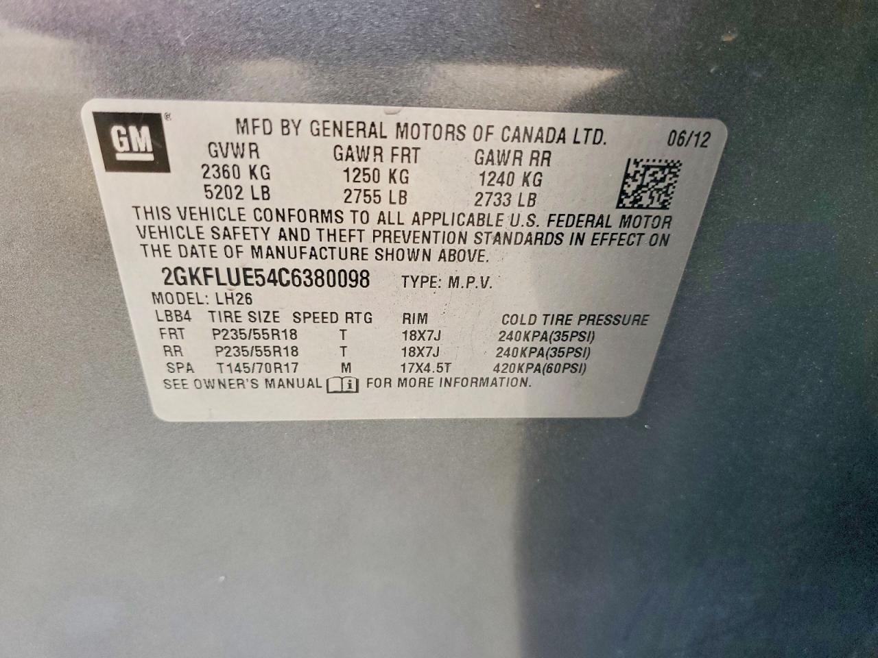 2012 Gmc Terrain Slt Gray vin: 2GKFLUE54C6380098